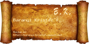 Baranyi Kristóf névjegykártya